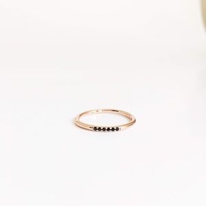 Rose Gold black zirconia Round Band Ring